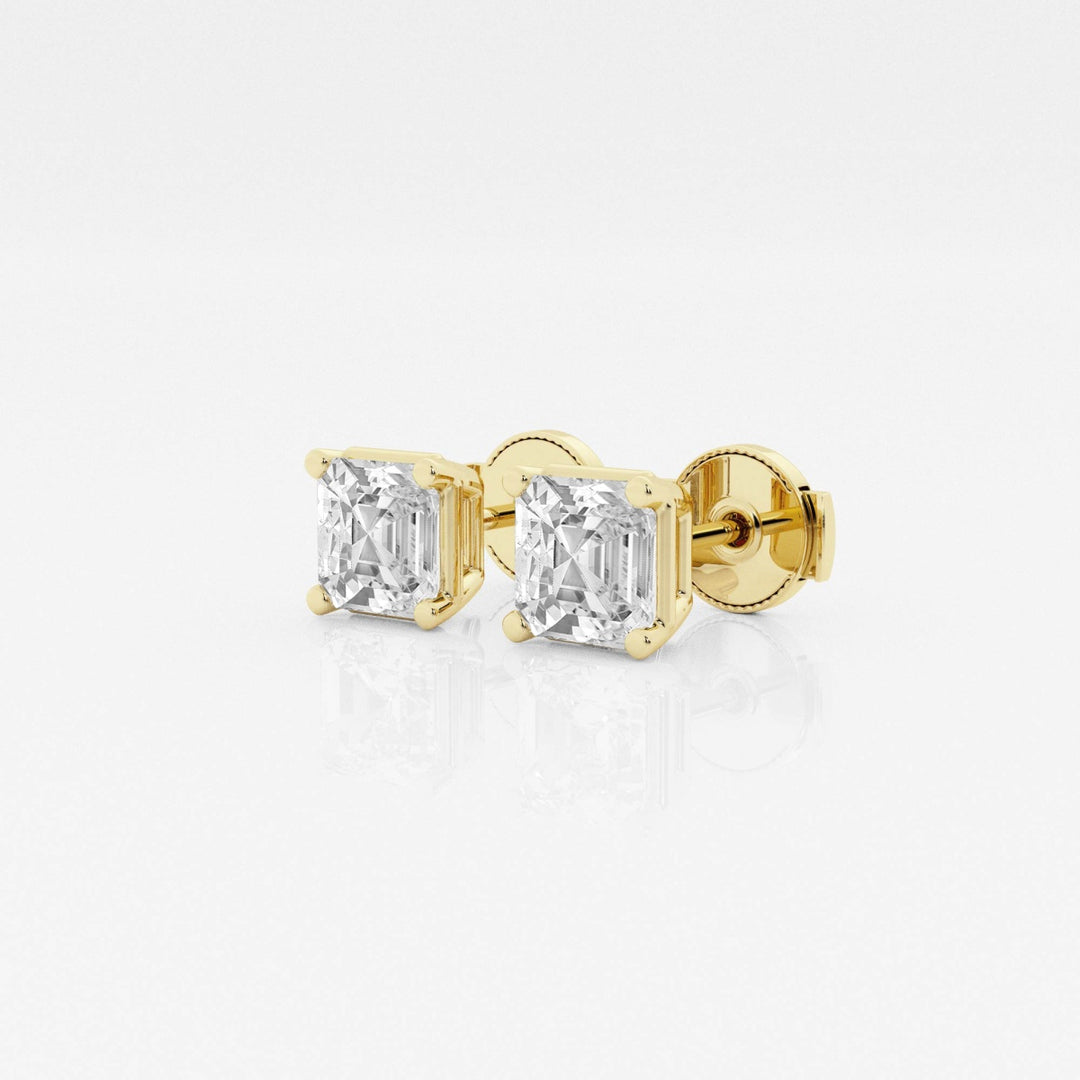 Asscher FG-VS2 Lab-Grown Diamond Solitaire Stud Earrings