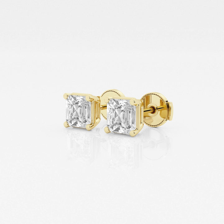 Asscher FG-VS2 Lab-Grown Diamond Solitaire Stud Earrings