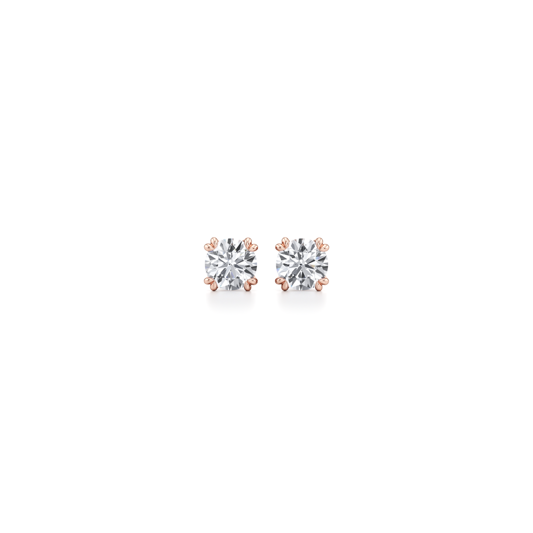 Round F-VS1 Lab-Grown Diamond Double Prongs Stud Earrings