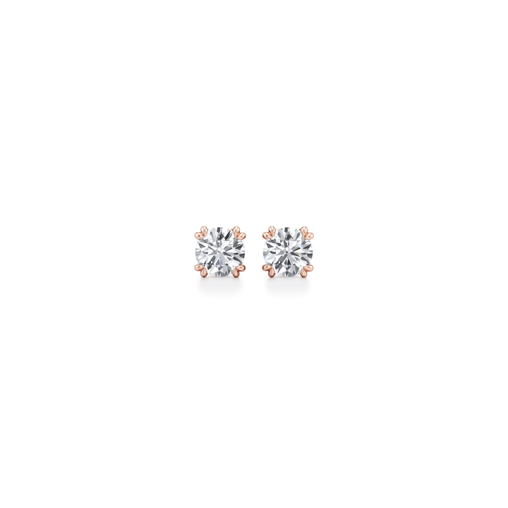 Round F-VS1 Lab-Grown Diamond Double Prongs Stud Earrings