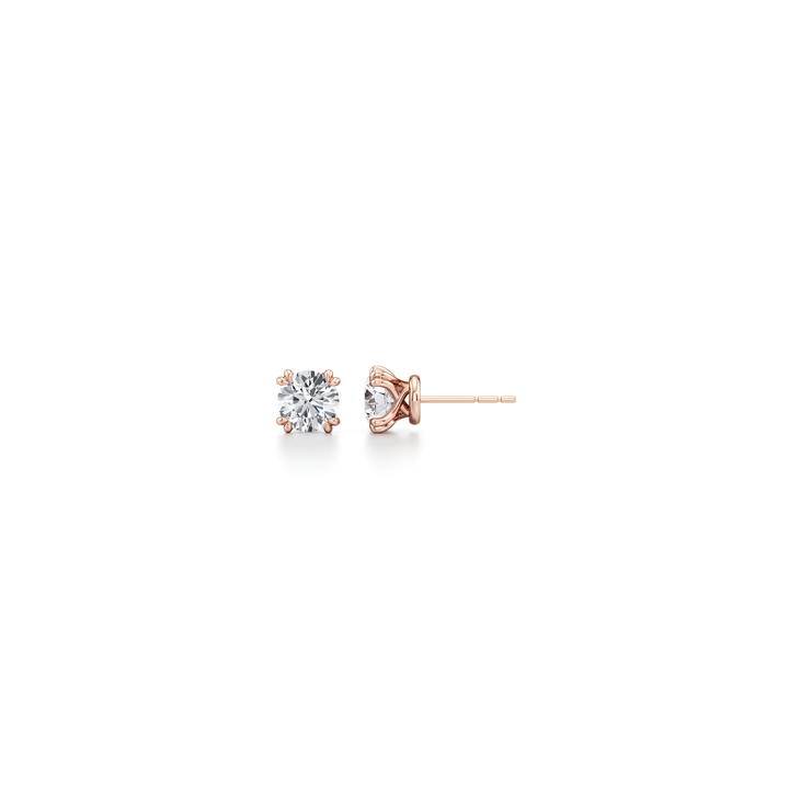 Round F-VS1 Lab-Grown Diamond Double Prongs Stud Earrings