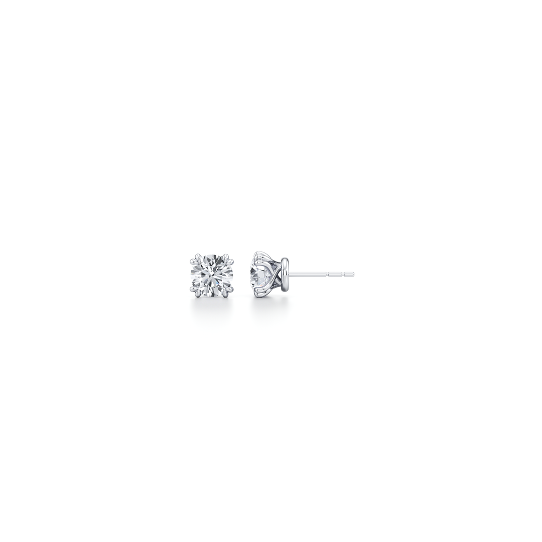 Round F-VS1 Lab-Grown Diamond Double Prongs Stud Earrings