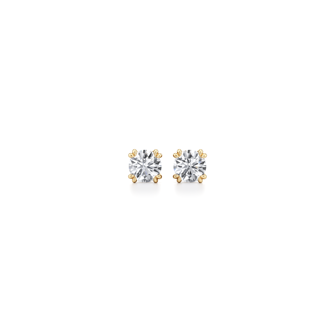 Round F-VS1 Lab-Grown Diamond Double Prongs Stud Earrings