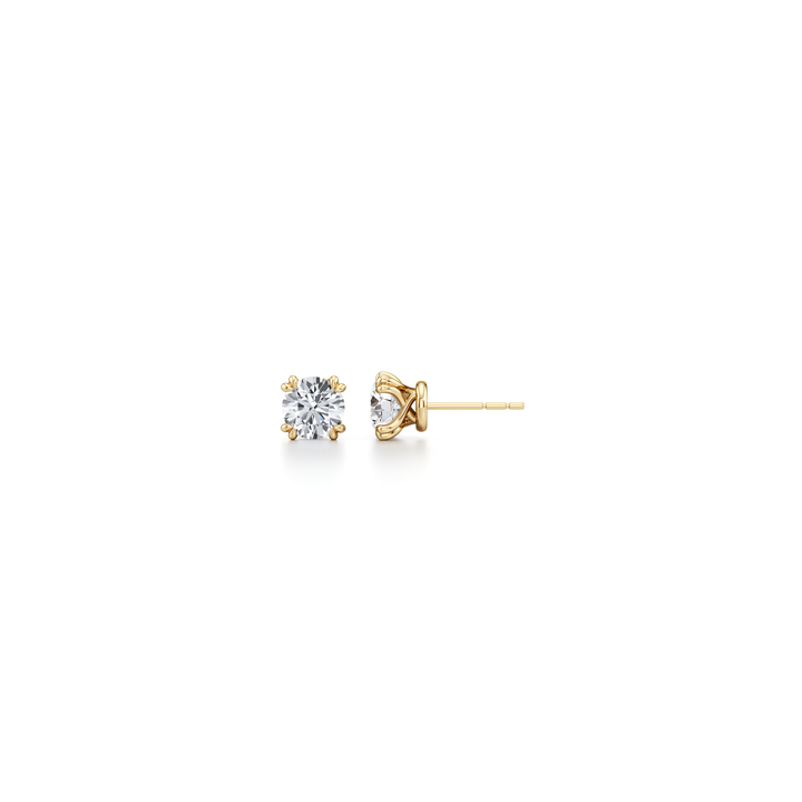 Round F-VS1 Lab-Grown Diamond Double Prongs Stud Earrings