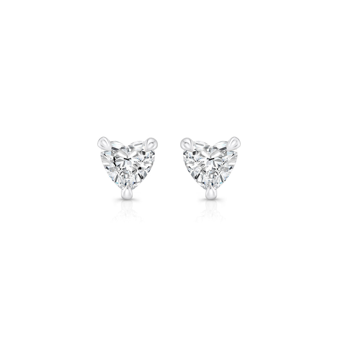 Heart F-VS1 Lab-Grown Hidden Halo Stud Earrings For Women