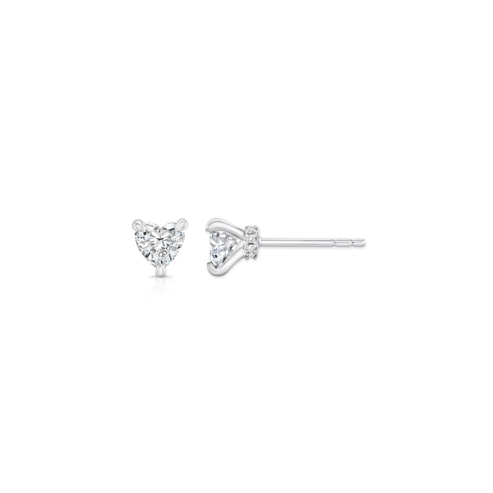 Heart F-VS1 Lab-Grown Hidden Halo Stud Earrings For Women