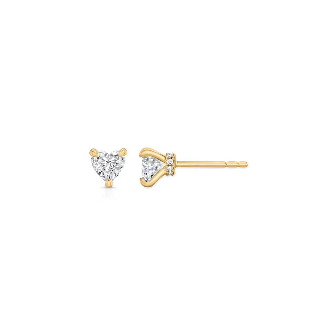 Heart F-VS1 Lab-Grown Hidden Halo Stud Earrings For Women