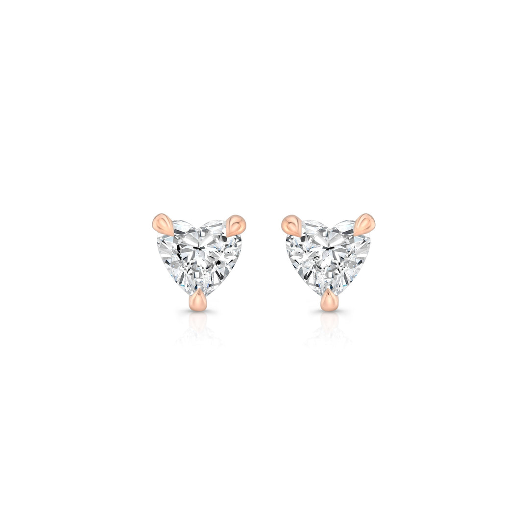 Heart F-VS1 Lab-Grown Hidden Halo Stud Earrings For Women