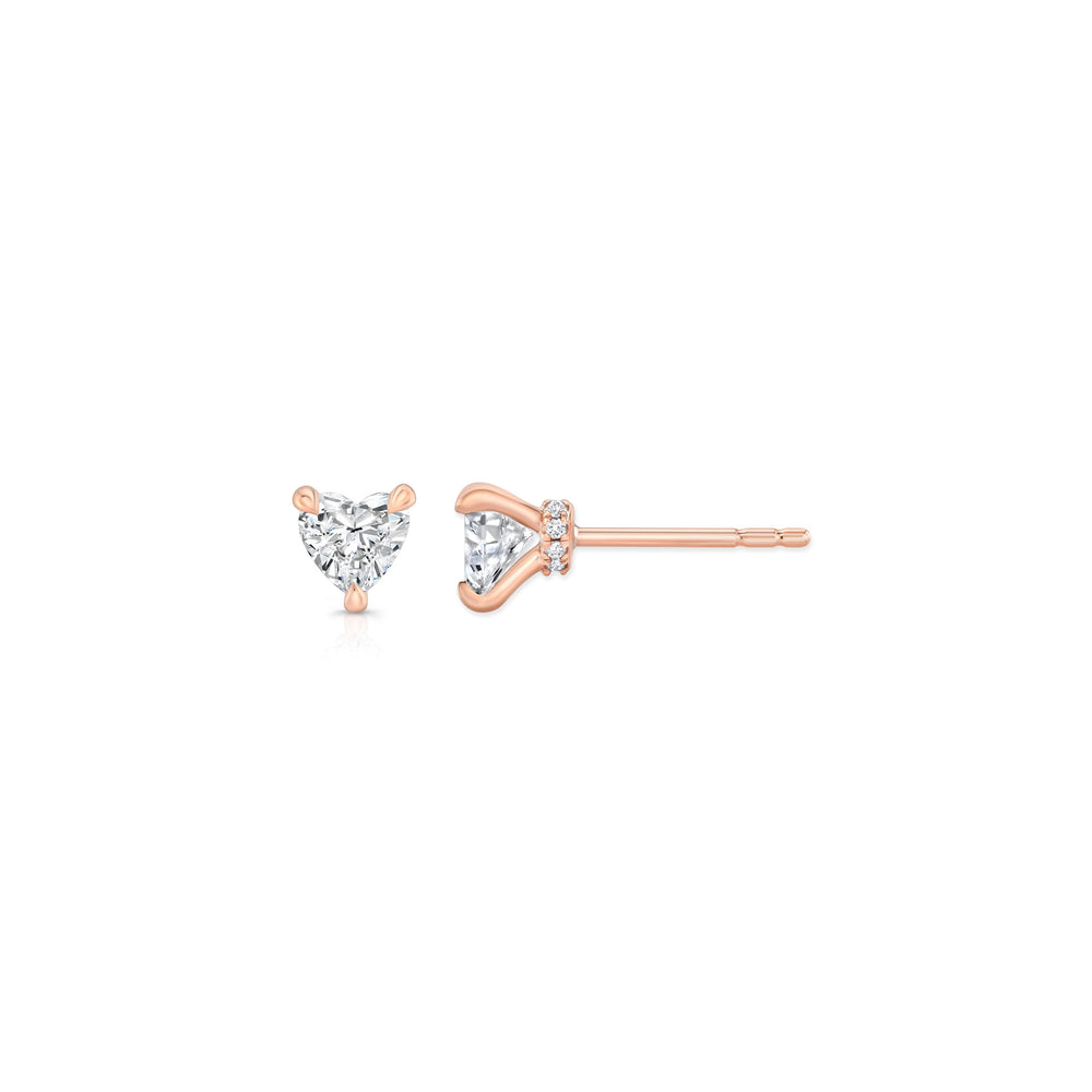 Heart F-VS1 Lab-Grown Hidden Halo Stud Earrings For Women