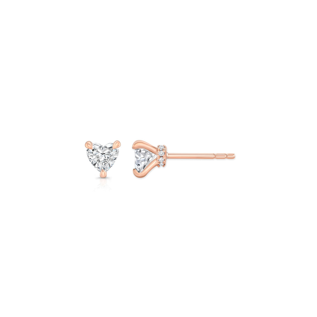 Heart F-VS1 Lab-Grown Hidden Halo Stud Earrings For Women