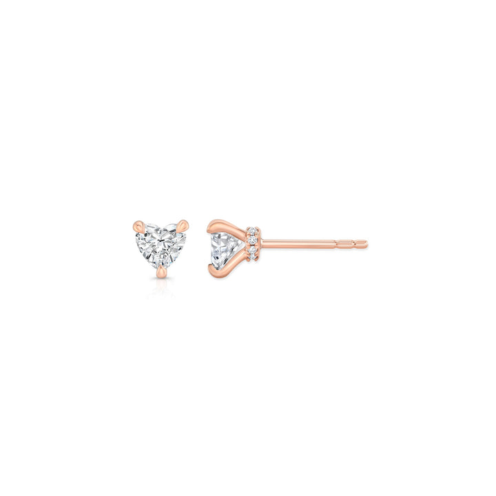 Heart F-VS1 Lab-Grown Hidden Halo Stud Earrings For Women
