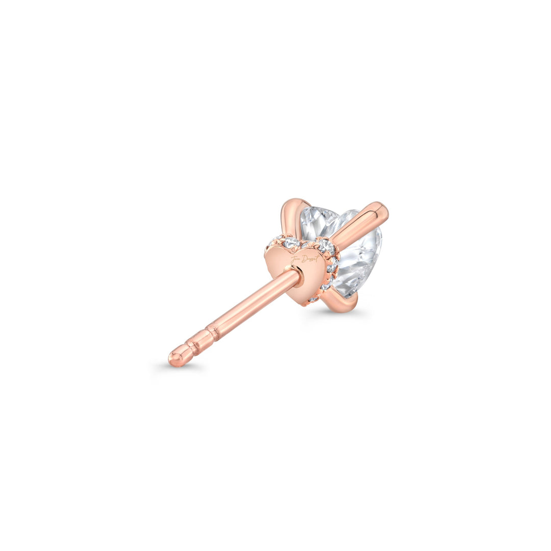 Heart F-VS1 Lab-Grown Hidden Halo Stud Earrings For Women