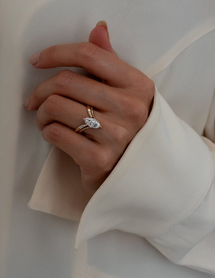 1.50CT Marquise F-VS Lab Grown Eve Wedding Ring with Eve Pave Band