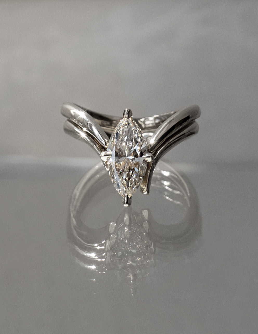 1.50CT Marquise F-VS Lab Grown Eve Wedding Ring with Eve Pave Band