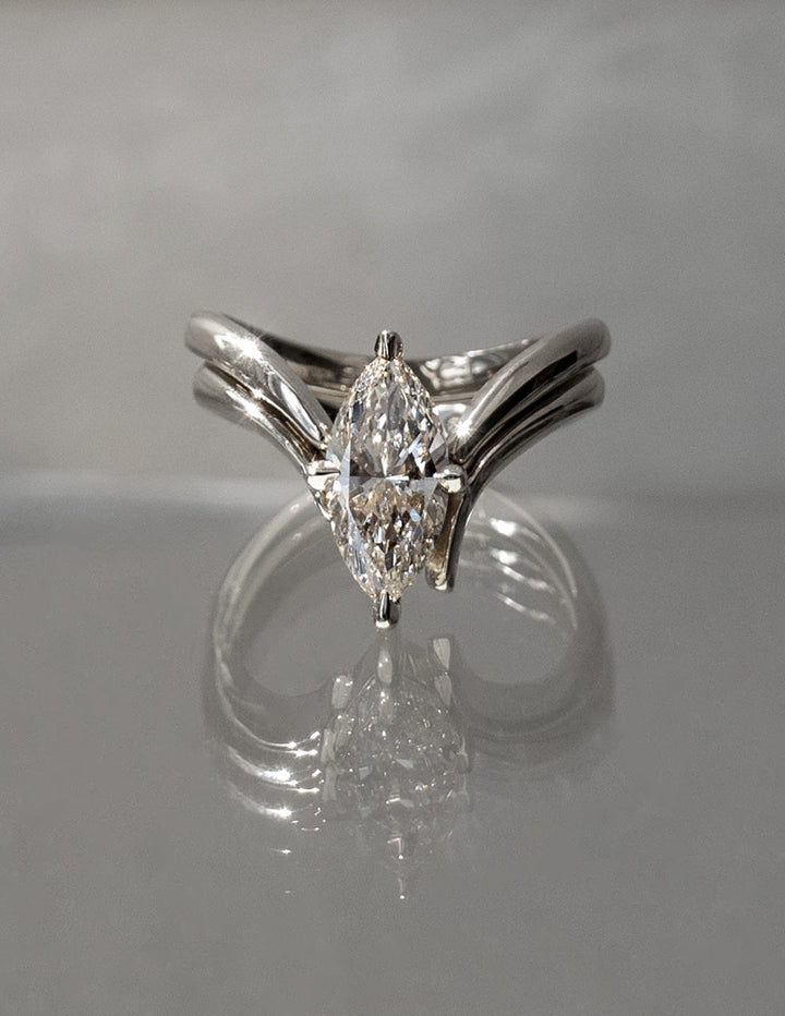 1.50CT Marquise F-VS Lab Grown Eve Wedding Ring with Eve Pave Band