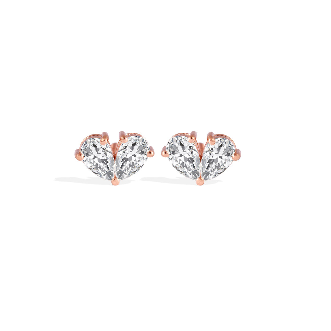 Pear F- VVS Lab-Grown Diamond Two Stone Stud Earrings
