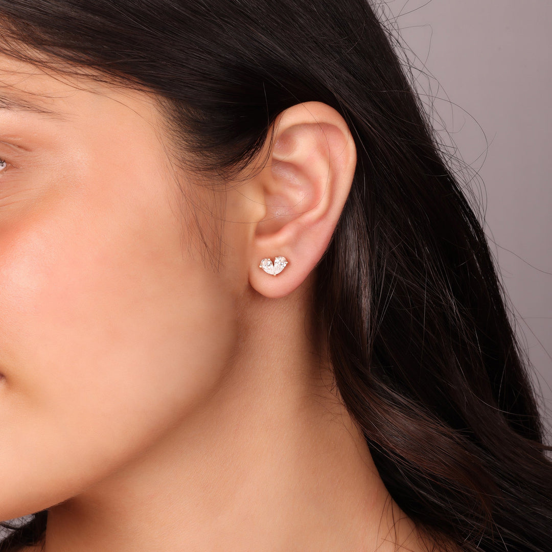 Pear F- VVS Lab-Grown Diamond Two Stone Stud Earrings