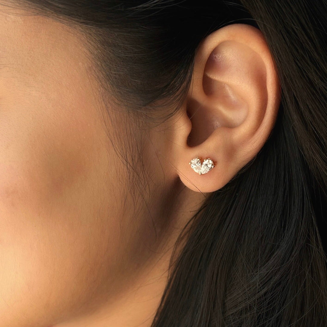 Pear F- VVS Lab-Grown Diamond Two Stone Stud Earrings