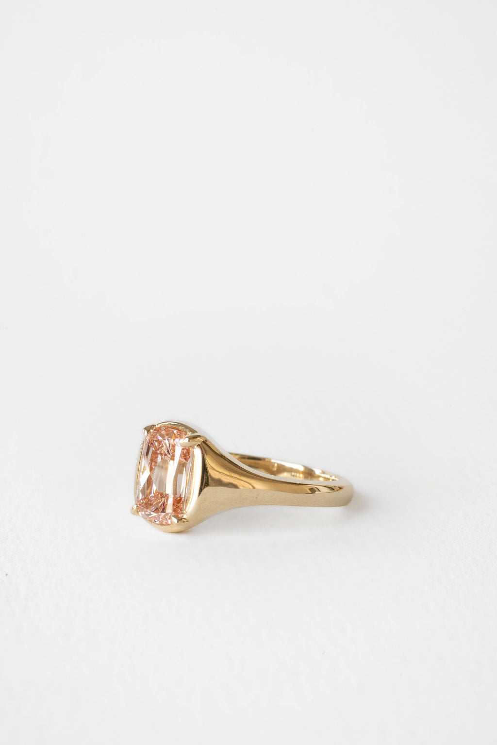 1.90CT Mine Cut Elongated Cushion F-VS Lab Grown Pink Champagne Diamond Bridal Ring Set