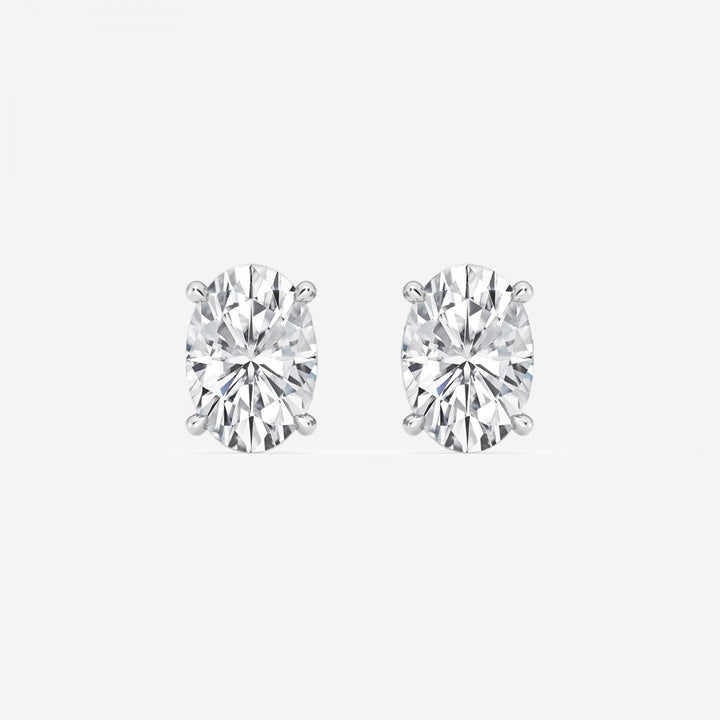 Oval Cut FG-VS2 Lab-Grown Diamond Hidden Halo Stud Earrings