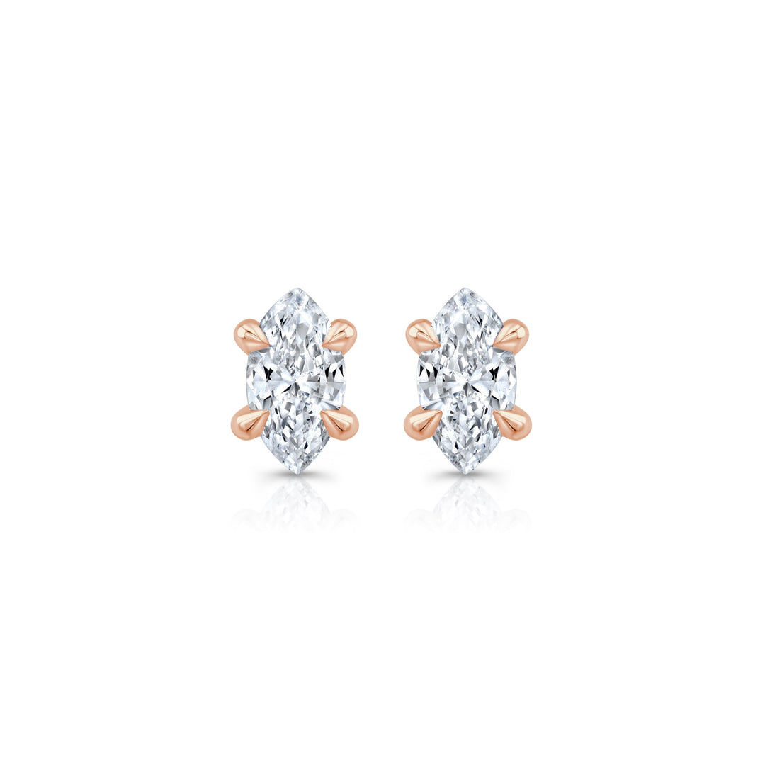 Marquise F-VS1 Lab-Grown Hidden Halo Stud Earrings For Women
