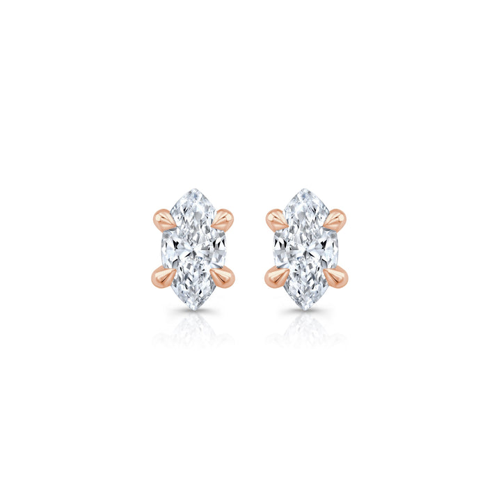 Marquise F-VS1 Lab-Grown Hidden Halo Stud Earrings For Women