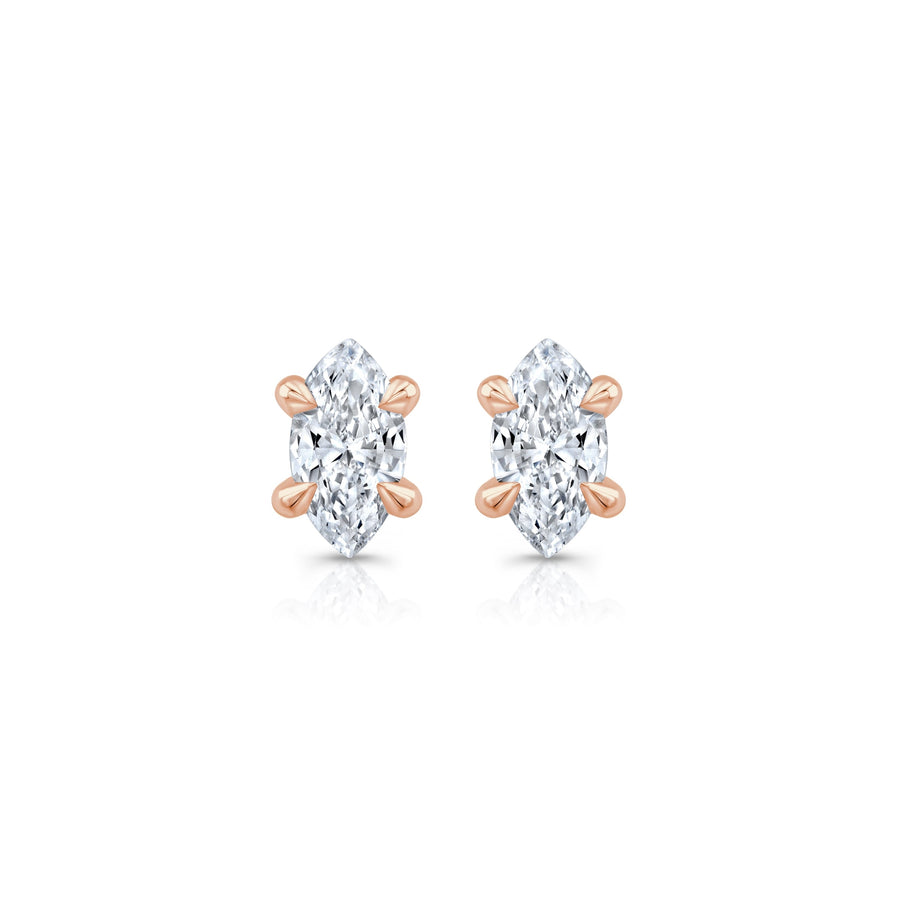 Marquise F-VS1 Lab-Grown Hidden Halo Stud Earrings For Women