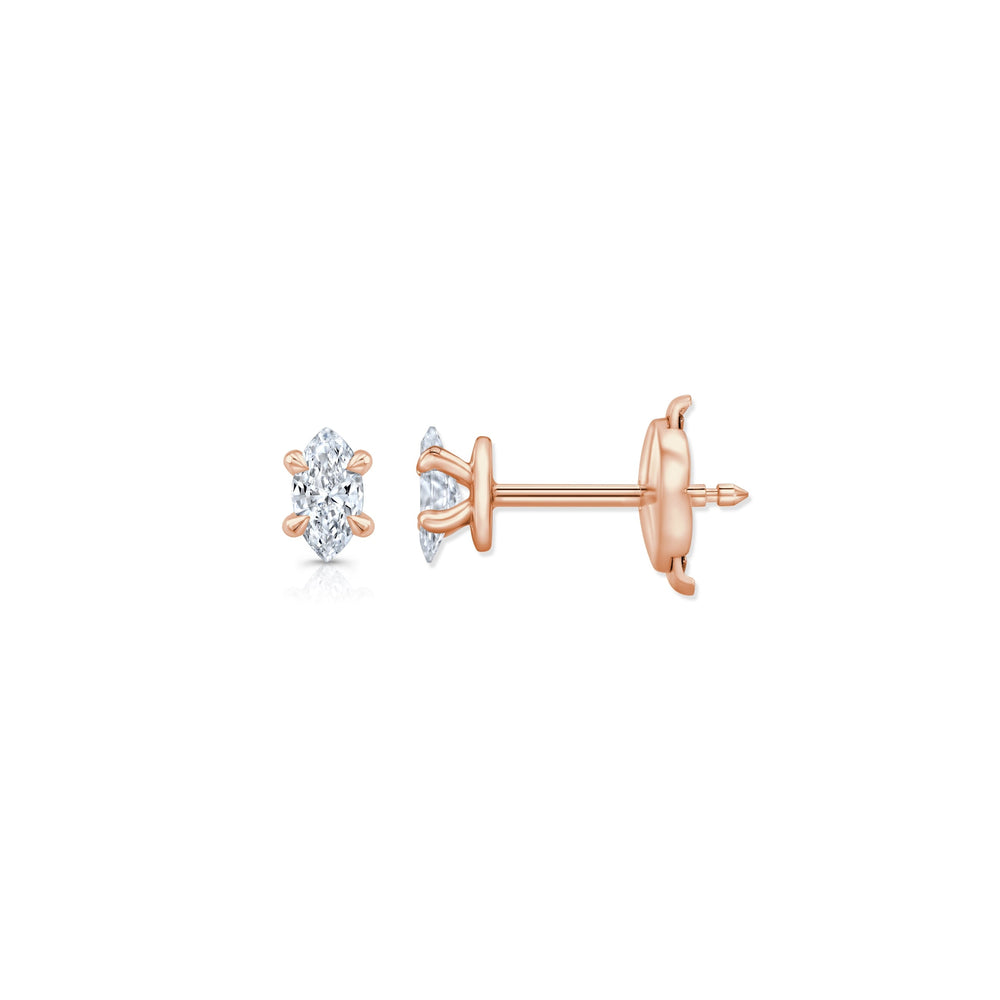 Marquise F-VS1 Lab-Grown Hidden Halo Stud Earrings For Women