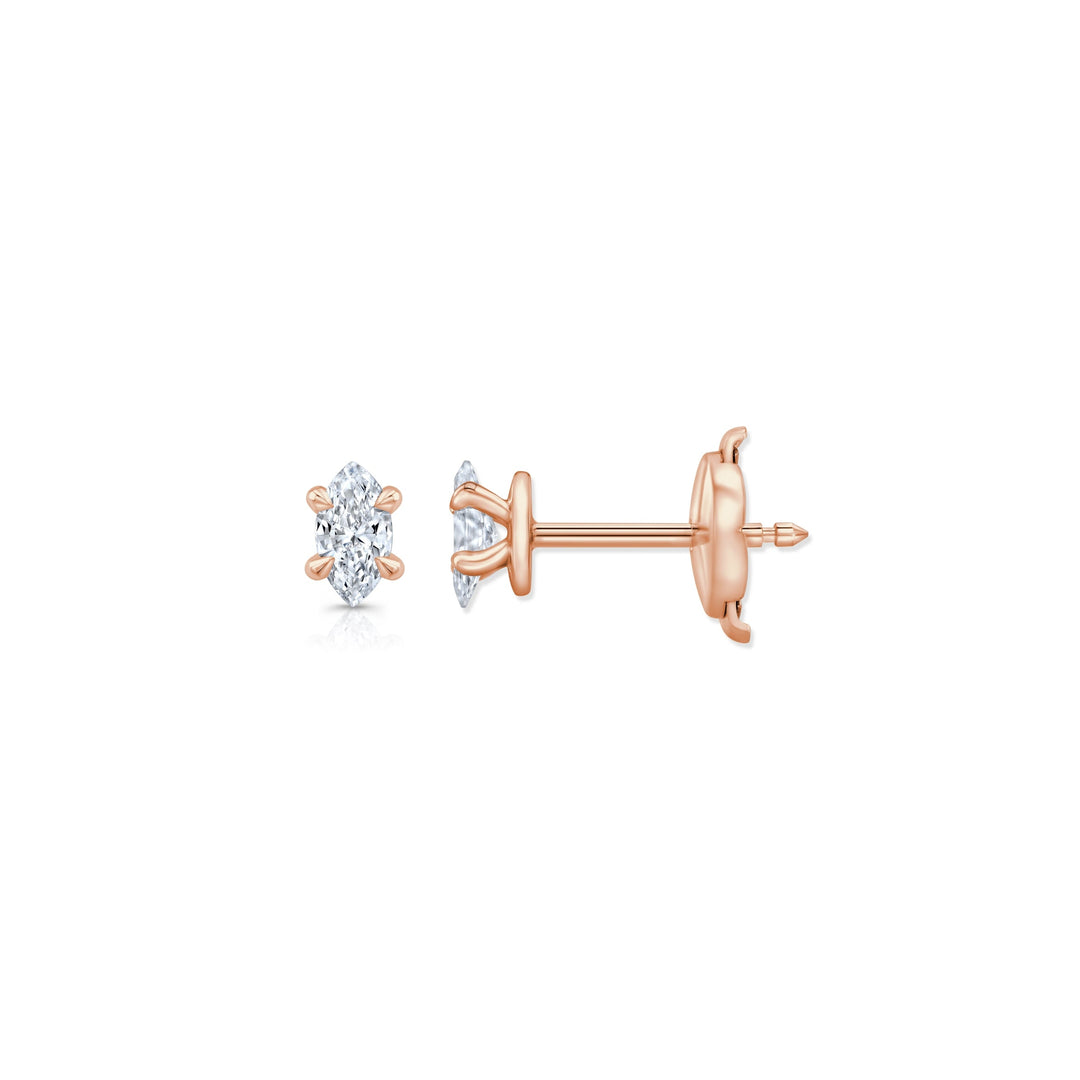Marquise F-VS1 Lab-Grown Hidden Halo Stud Earrings For Women