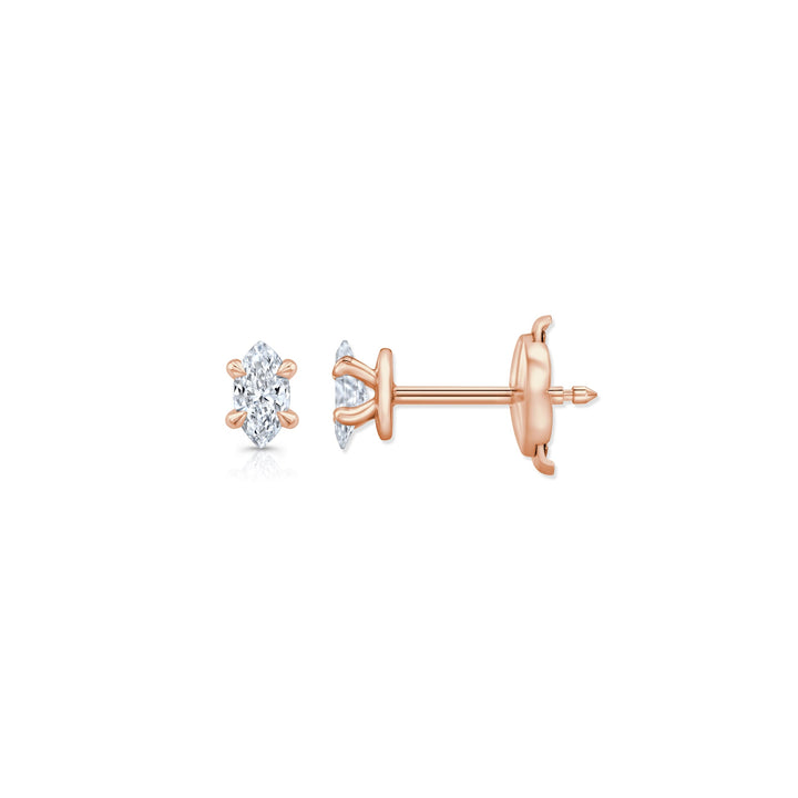 Marquise F-VS1 Lab-Grown Hidden Halo Stud Earrings For Women