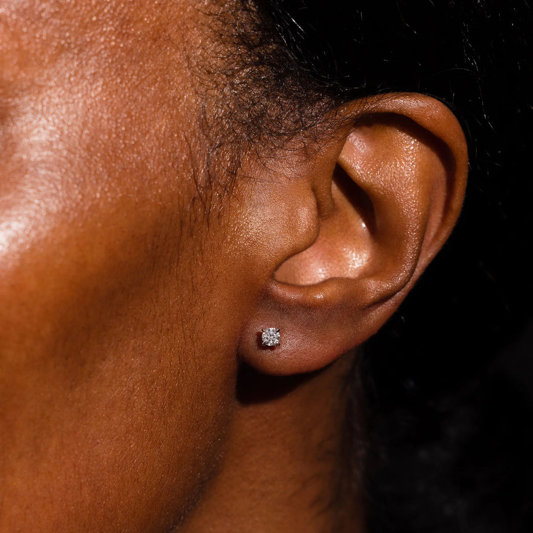 Round F-VS1 Lab-Grown Petite Prongs Stud Earrings