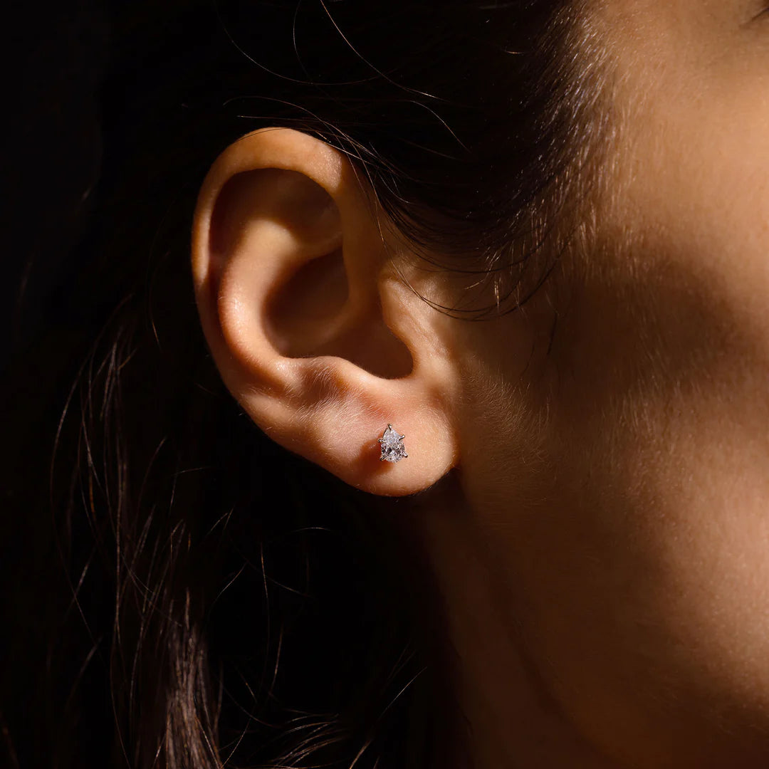 Pear F-VS1 Lab-Grown Diamond Solitaire Stud Earrings