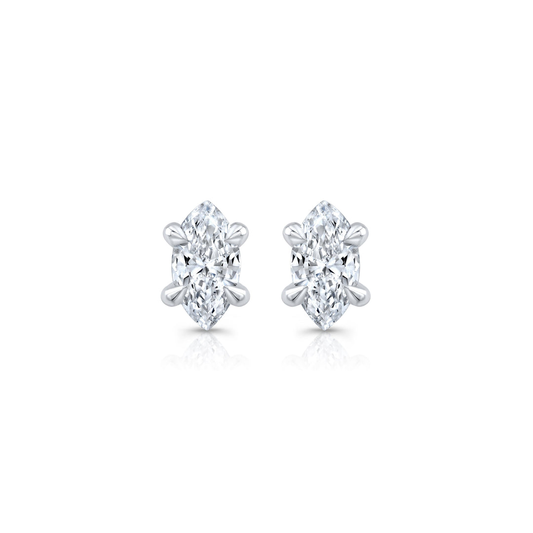 Marquise F-VS1 Lab-Grown Hidden Halo Stud Earrings For Women