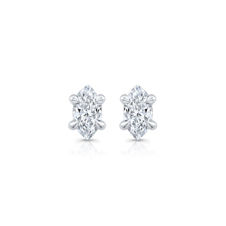 Marquise F-VS1 Lab-Grown Hidden Halo Stud Earrings For Women