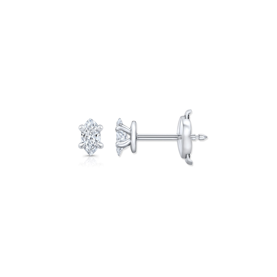 Marquise F-VS1 Lab-Grown Hidden Halo Stud Earrings For Women