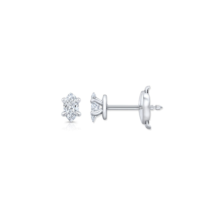 Marquise F-VS1 Lab-Grown Hidden Halo Stud Earrings For Women