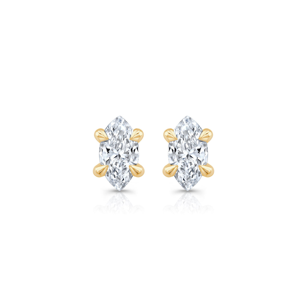 Marquise F-VS1 Lab-Grown Hidden Halo Stud Earrings For Women
