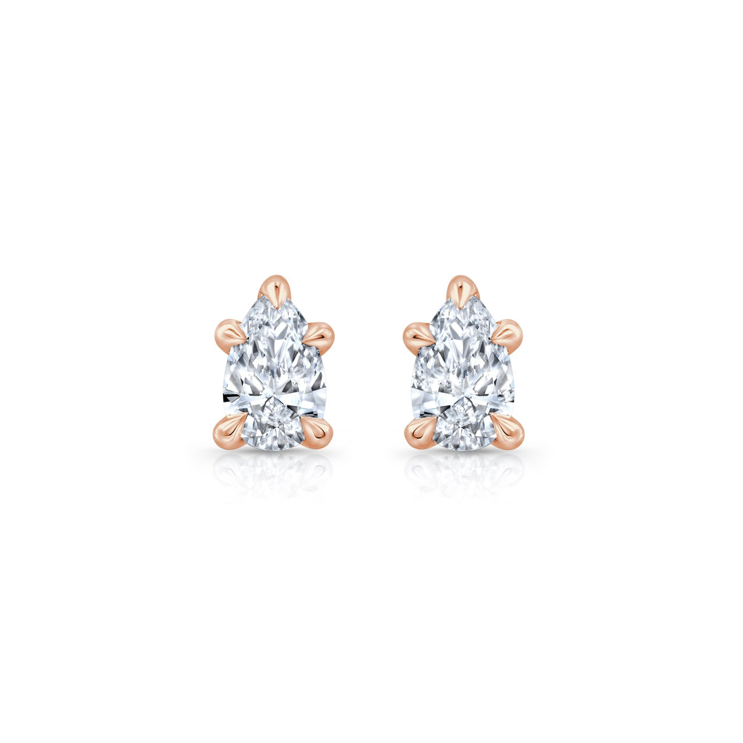 Pear F-VS1 Lab-Grown Diamond Hidden Halo Stud Earrings