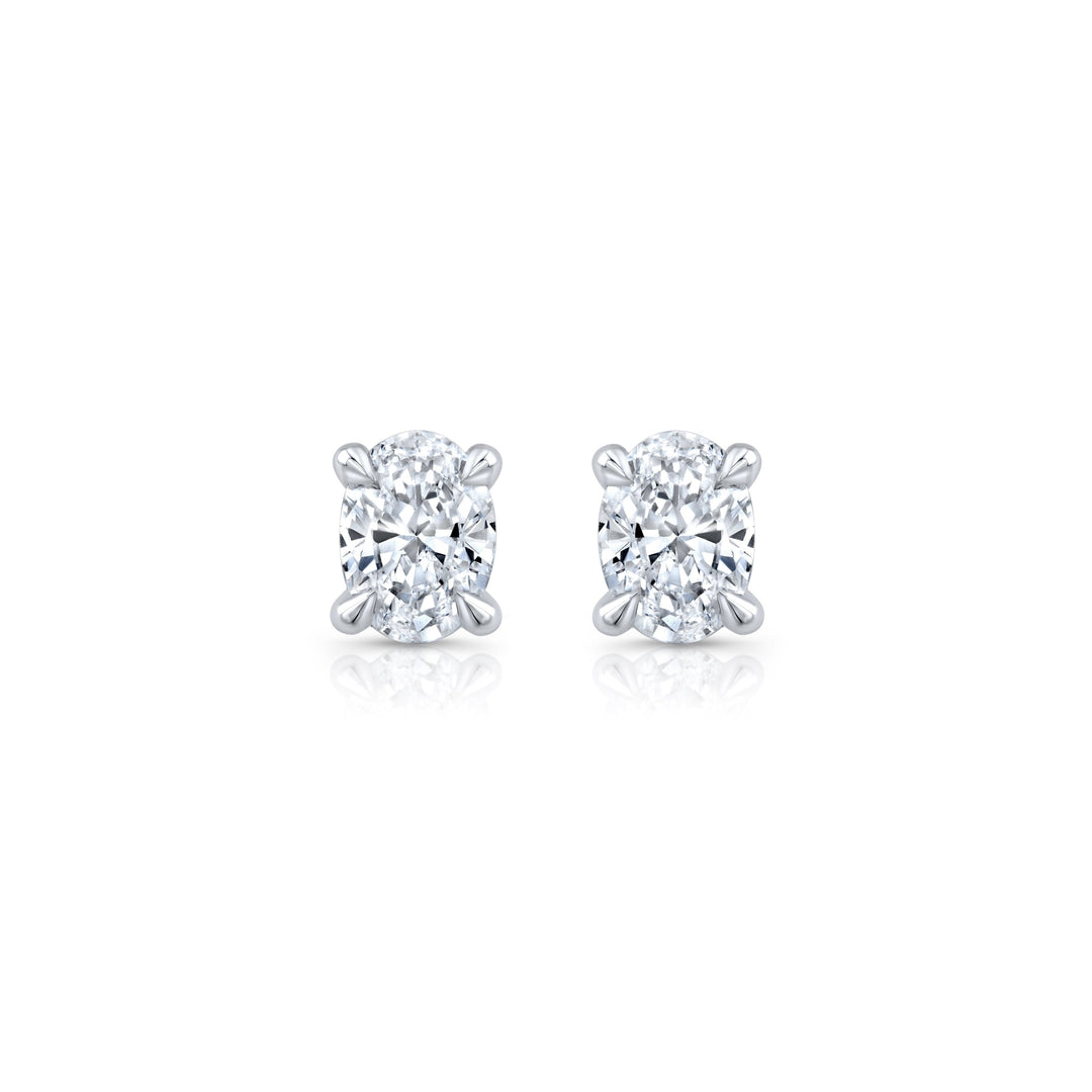 Oval F-VS1 Lab-Grown Solitaire Stud Earrings For Women