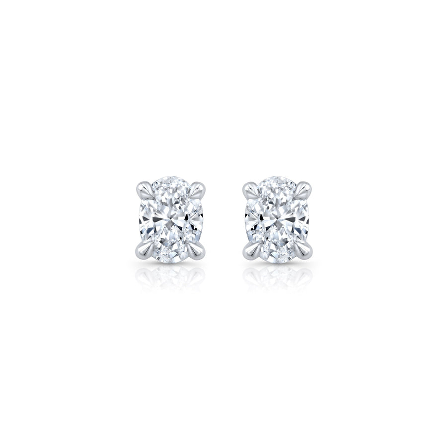 Oval F-VS1 Lab-Grown Solitaire Stud Earrings For Women