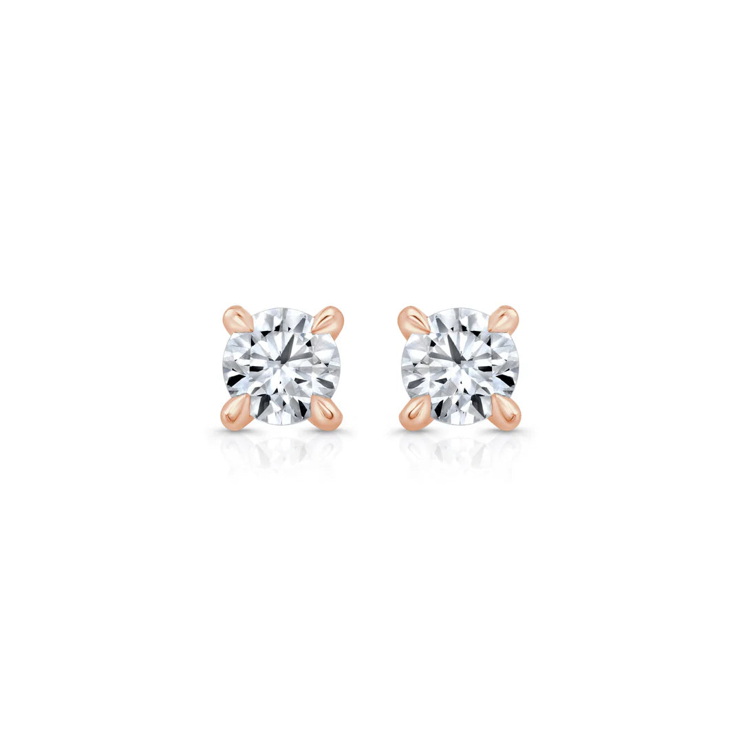 Round F-VS1 Lab-Grown Petite Prongs Stud Earrings