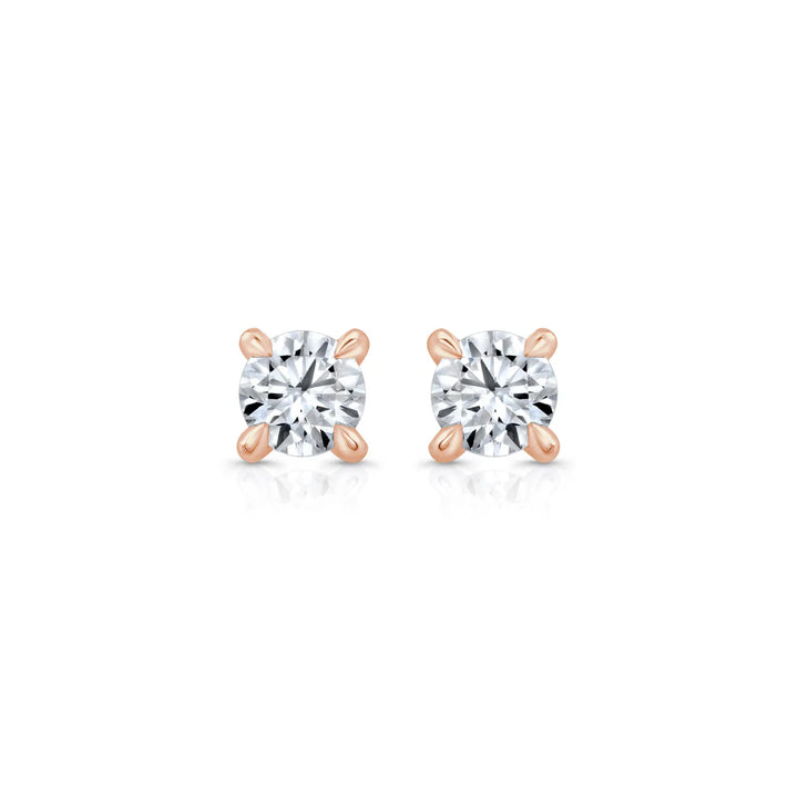 Round F-VS1 Lab-Grown Petite Prongs Stud Earrings