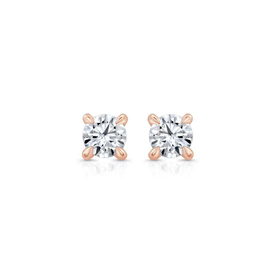 Round F-VS1 Lab-Grown Petite Prongs Stud Earrings