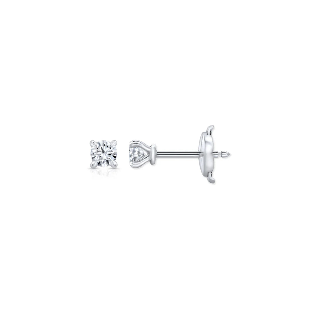 Round F-VS1 Lab-Grown Petite Prongs Stud Earrings