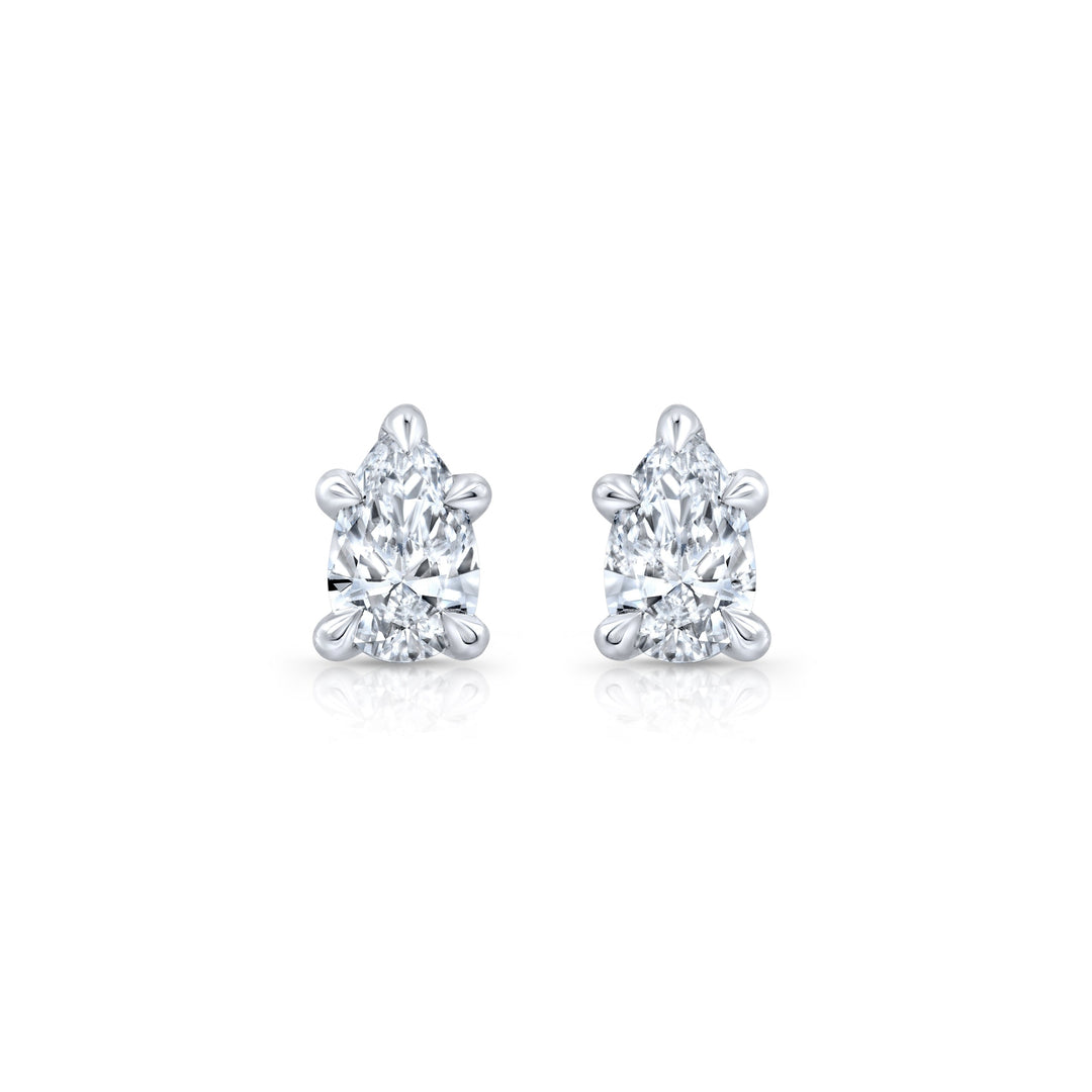Pear F-VS1 Lab-Grown Diamond Hidden Halo Stud Earrings