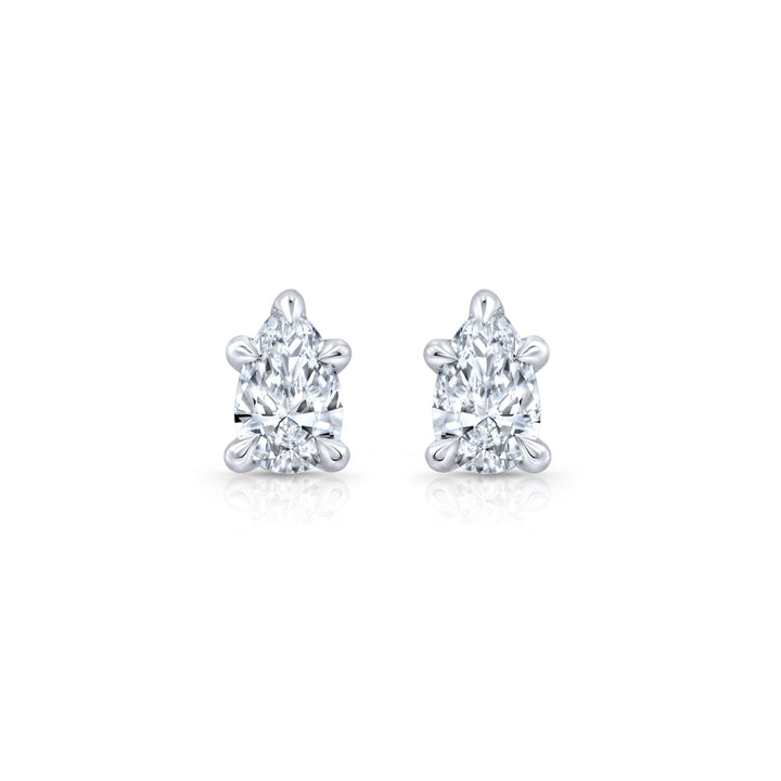 Pear F-VS1 Lab-Grown Diamond Hidden Halo Stud Earrings