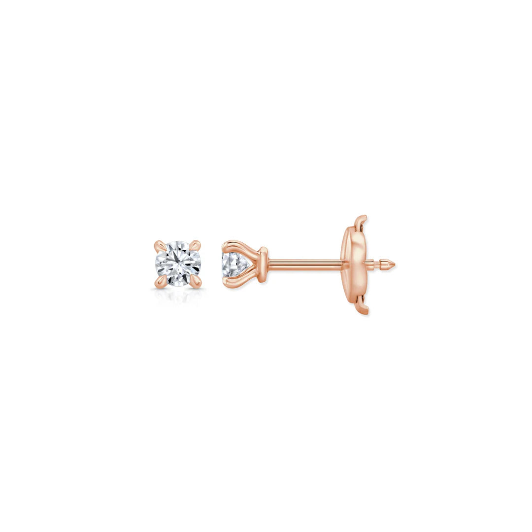 Round F-VS1 Lab-Grown Petite Prongs Stud Earrings