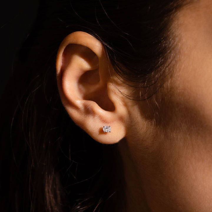 Oval F-VS1 Lab-Grown Solitaire Stud Earrings For Women