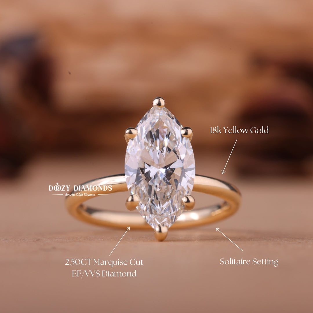 2.0CT-3.0CT Marquise E/VS1 Lab Grown Solitaire Diamond Engagement Ring