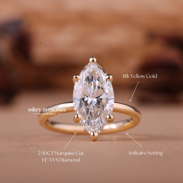 2.0CT-3.0CT Marquise E/VS1 Lab Grown Solitaire Diamond Engagement Ring
